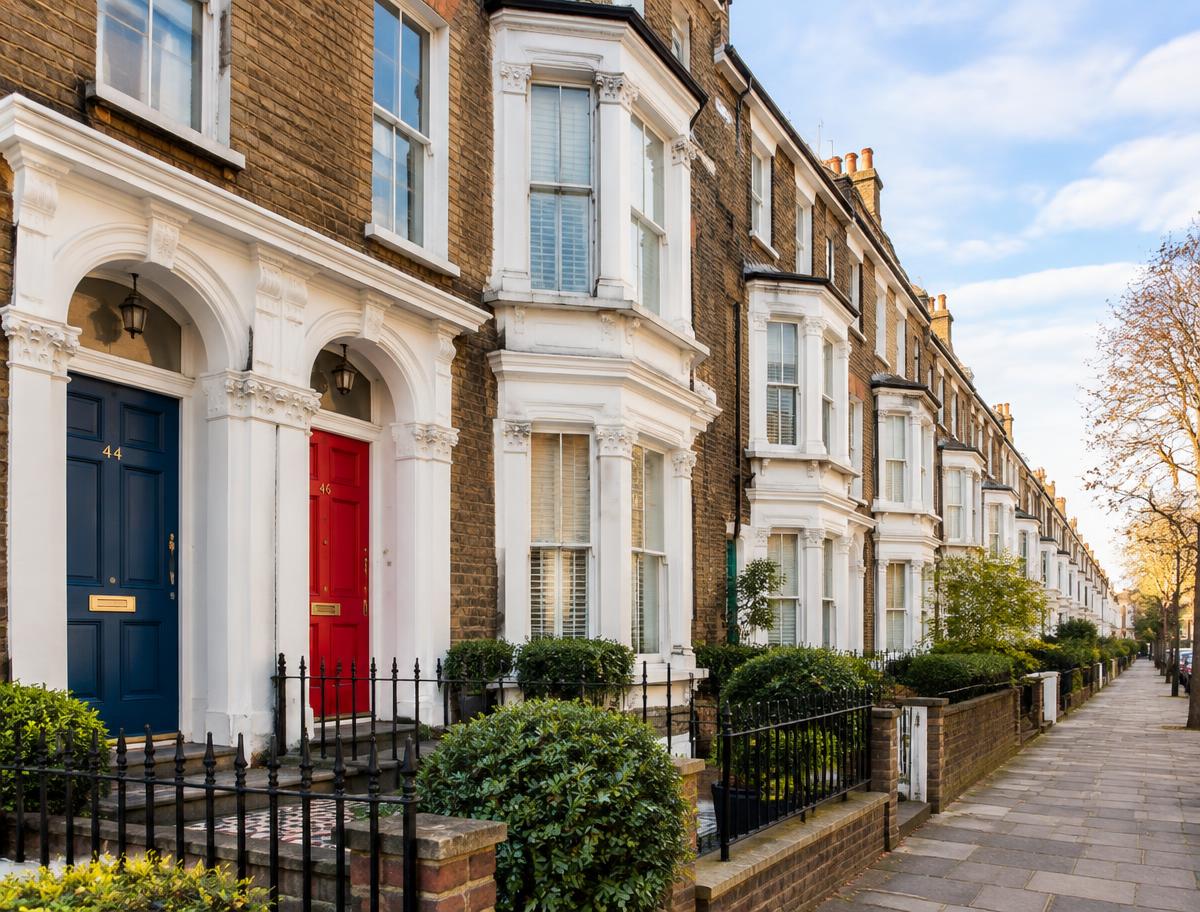 Victorian terraced houses on a British street